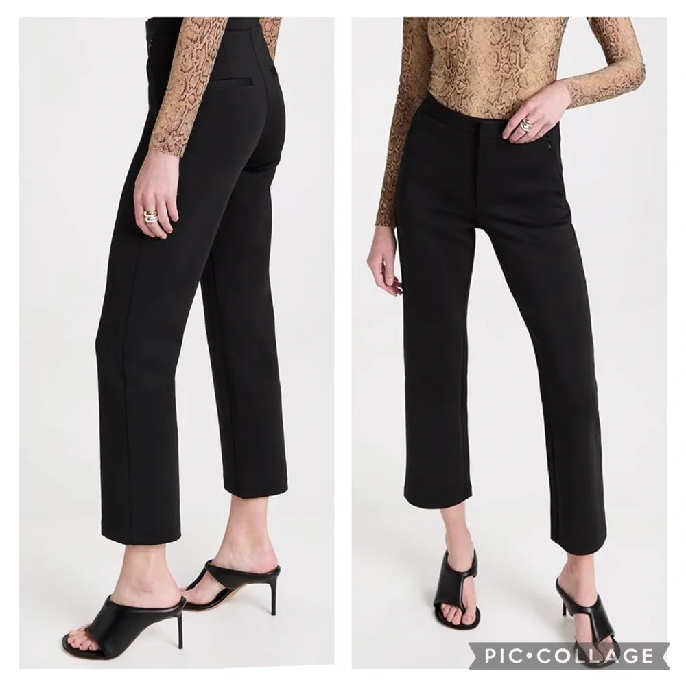 NWT GOOD AMERICAN Black Scuba Cropped Pants - Picture 2 of 4